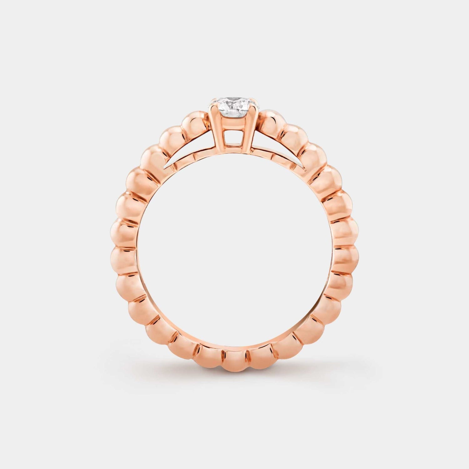Perlée Solitaire Rose Gold Diamond Ring