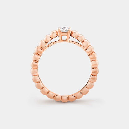 Perlée Solitaire Rose Gold Diamond Ring