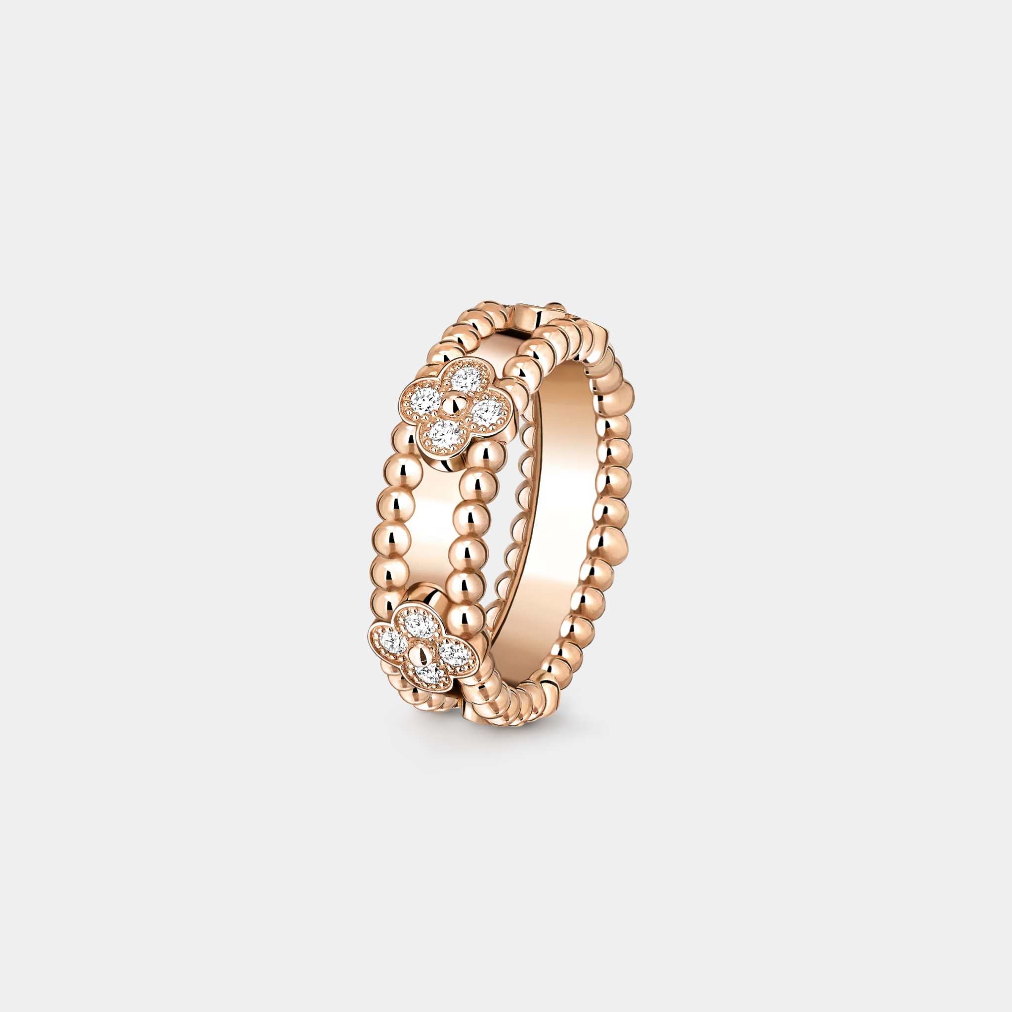 Perlée Sweet Clovers Ring Rose Gold Diamond