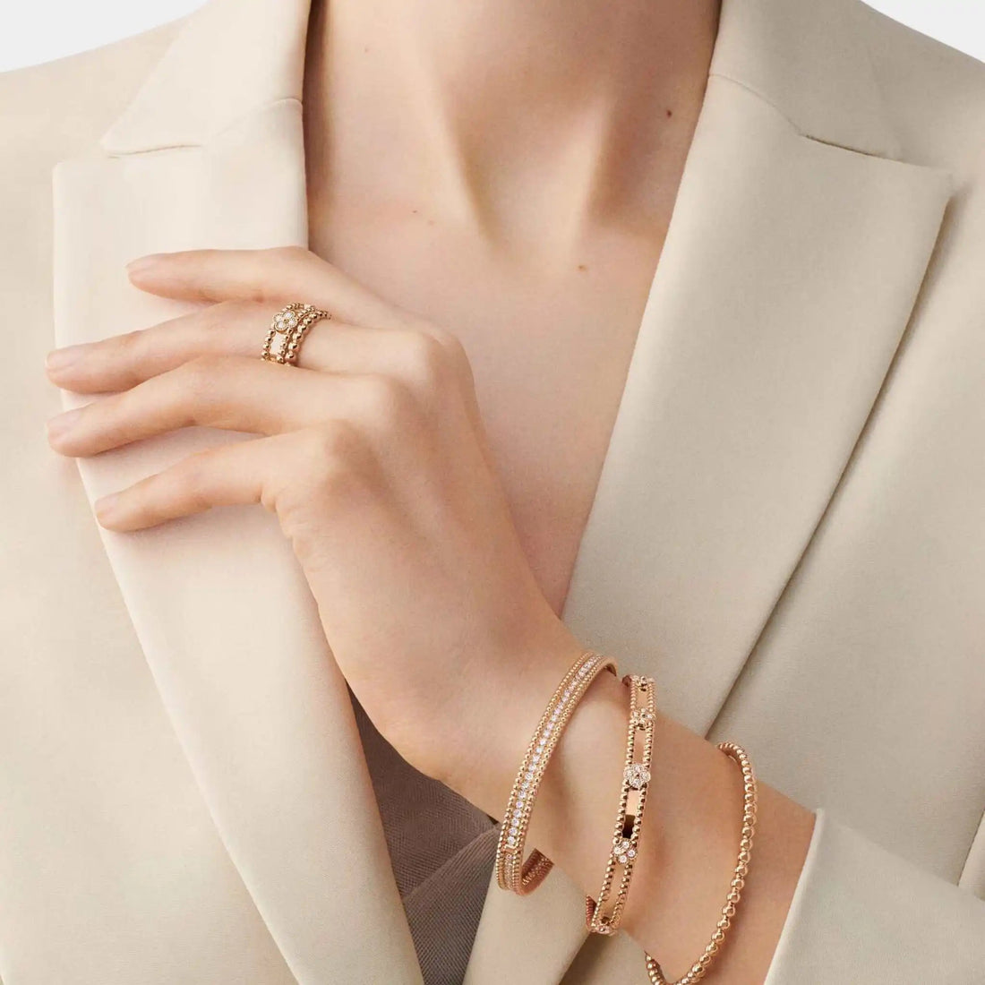 Perlée Sweet Clovers Ring Rose Gold Diamond