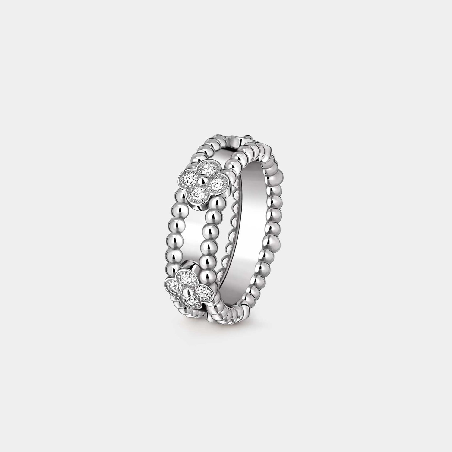 Perlée Sweet Clovers Ring White Gold Diamond