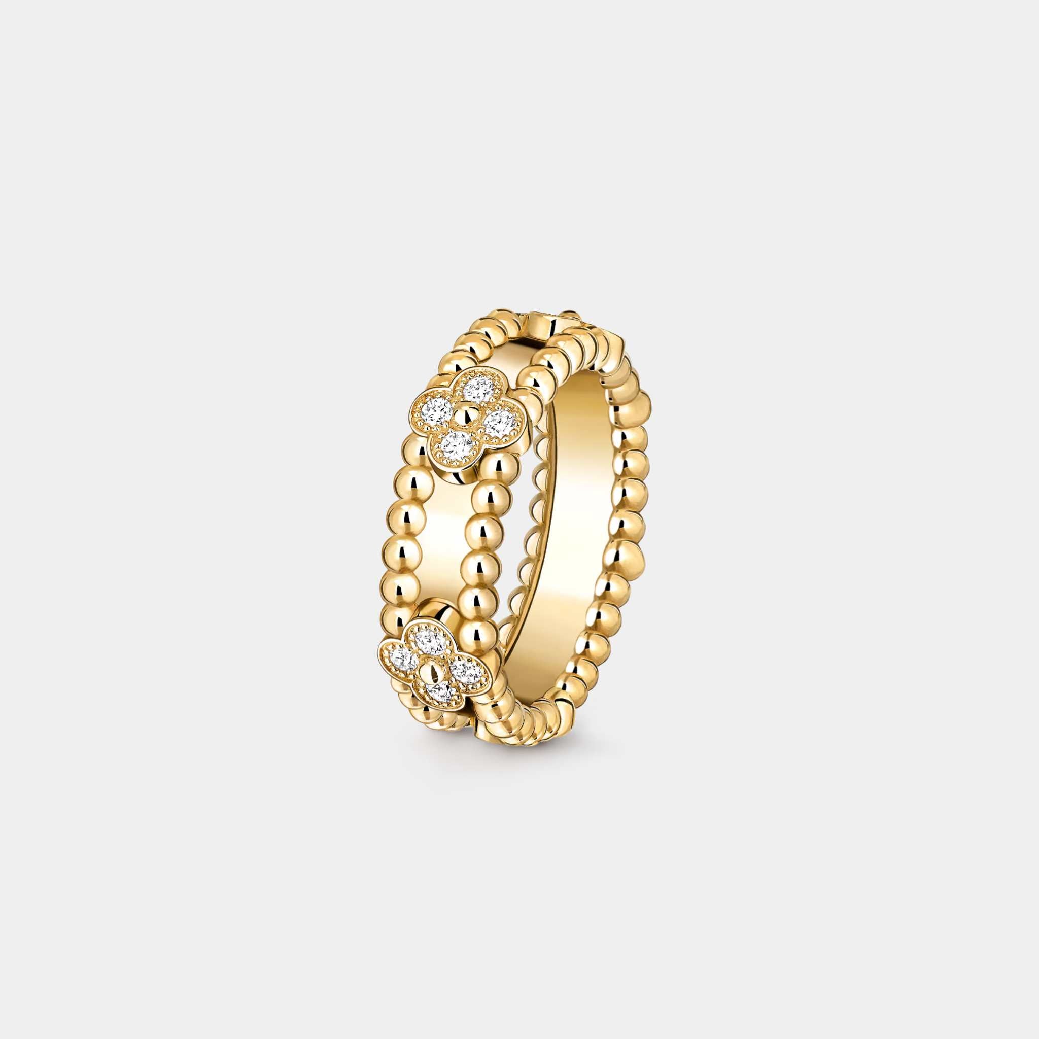Perlée Sweet Clovers Ring Yellow Gold Diamond