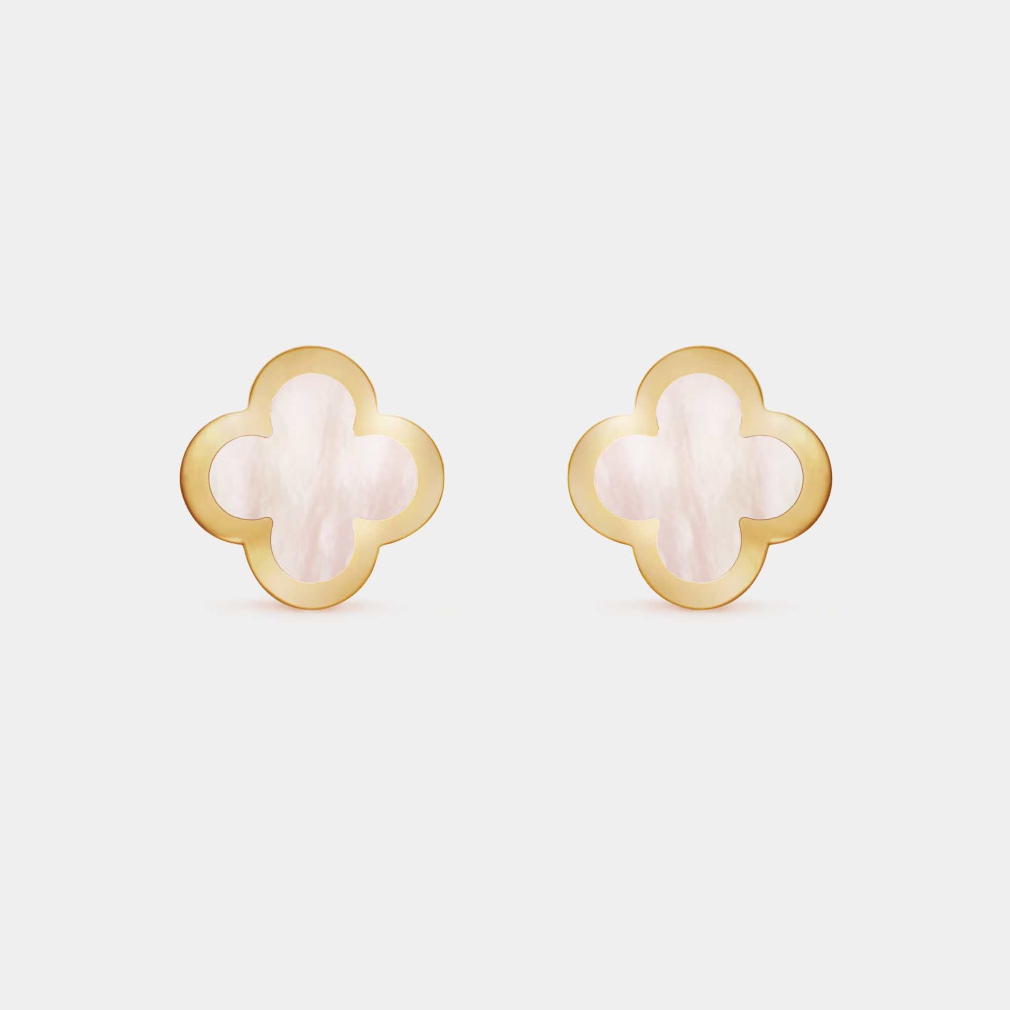 Pure Alhambra Earstuds Yellow Gold &amp; Mother-of-Pearl