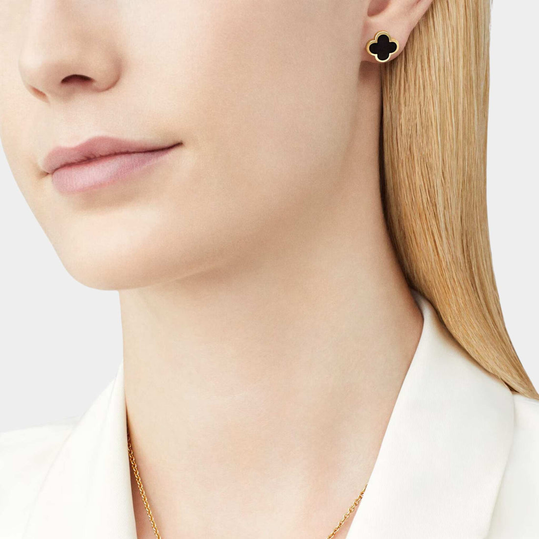 Pure Alhambra Earstuds Yellow Gold Onyx