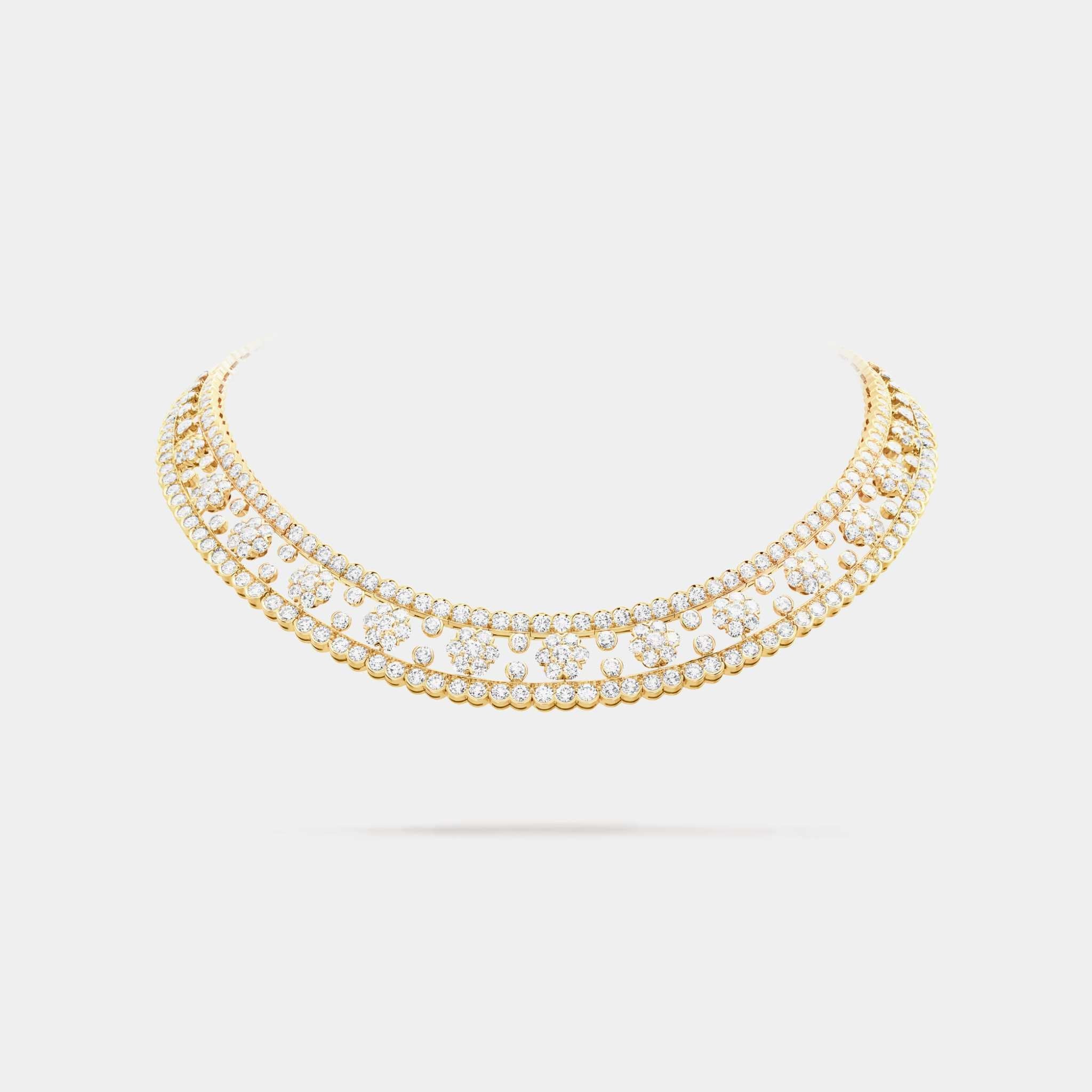 Snowflake Necklace Yellow Gold Diamond