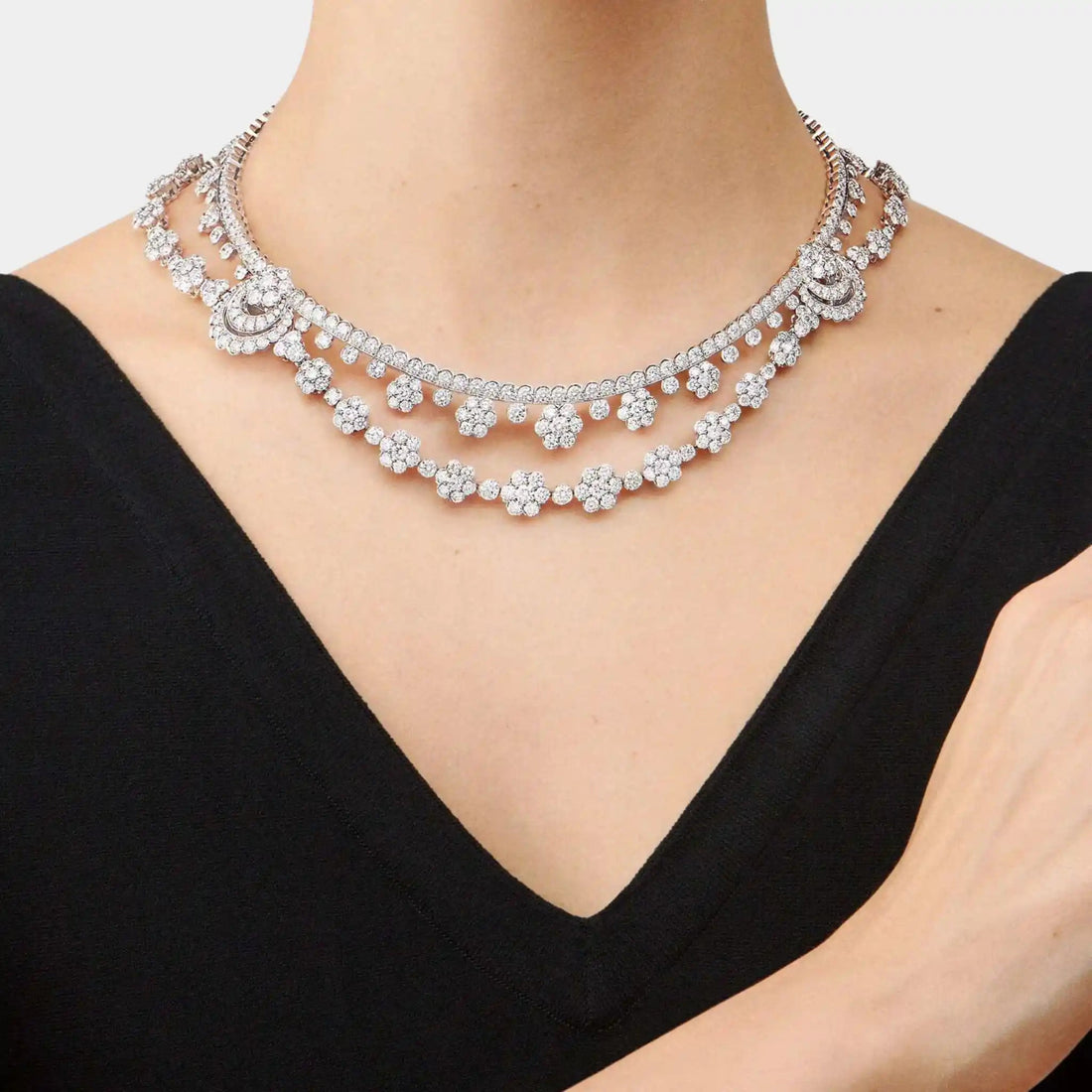 Snowflake Transformable Necklace in Platinum &amp; Diamond