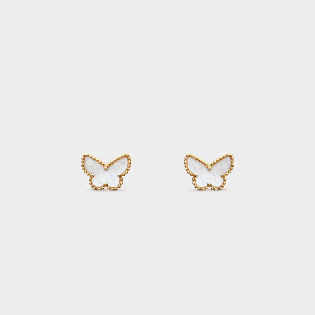 Sweet Butterflies Earstuds in Yellow Gold with Pearl