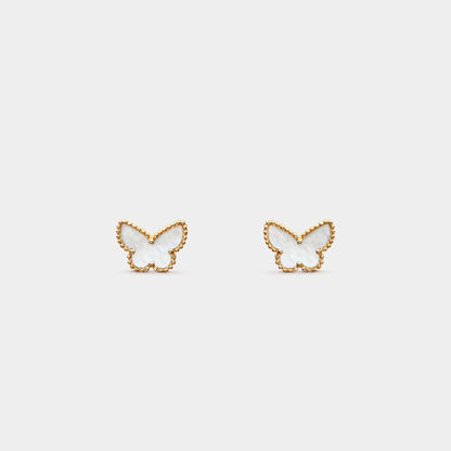 Sweet Butterflies Earstuds in Yellow Gold with Pearl