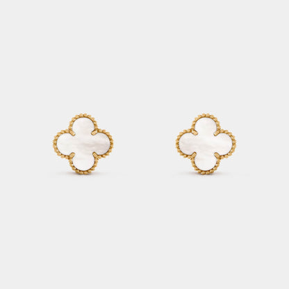 Vintage Alhambra Earrings Gold Mother Of Pearl