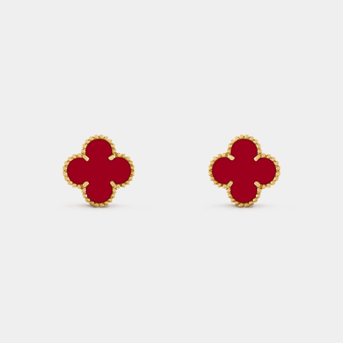 Vintage Alhambra Gold Carnelian Earrings
