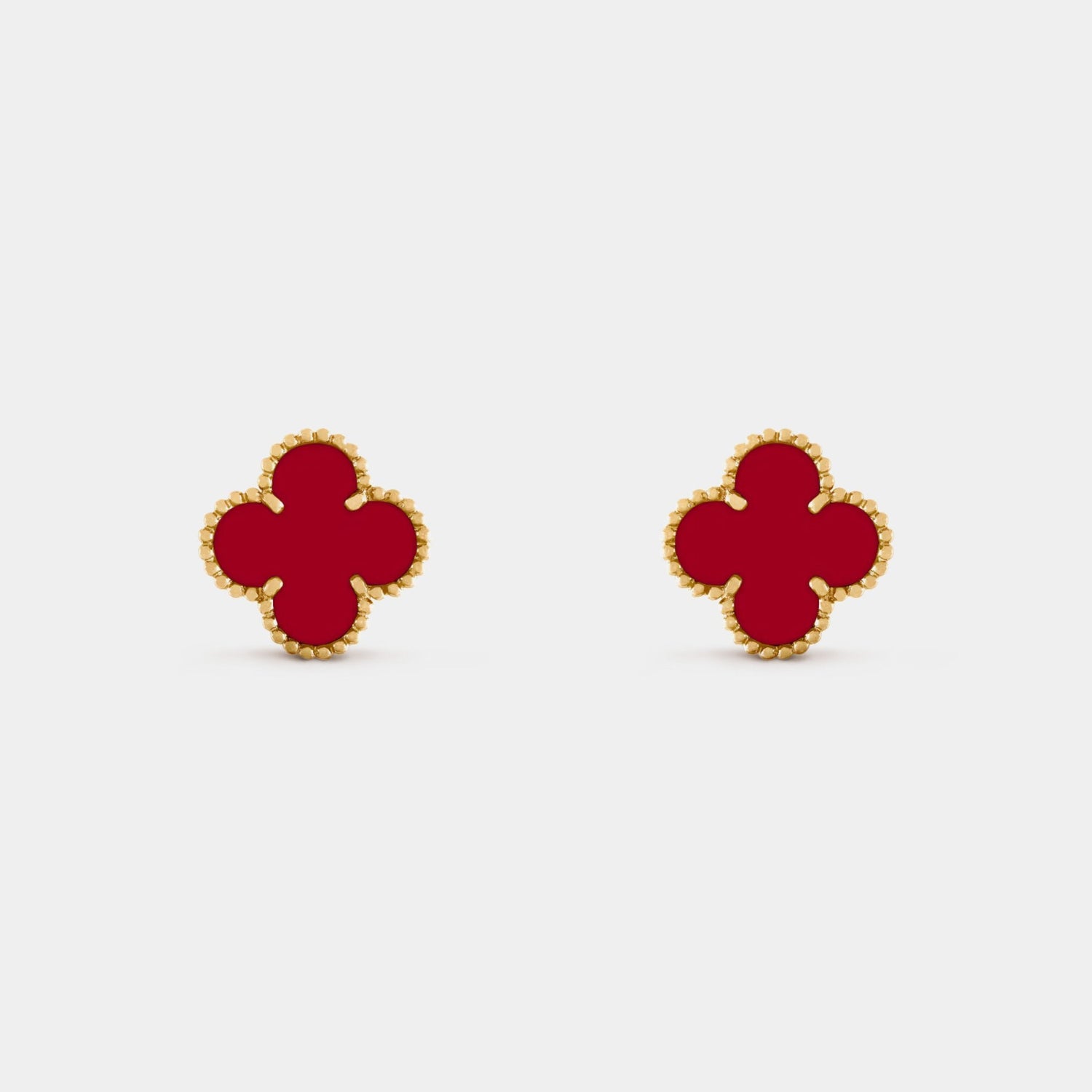Vintage Alhambra Gold Carnelian Earrings