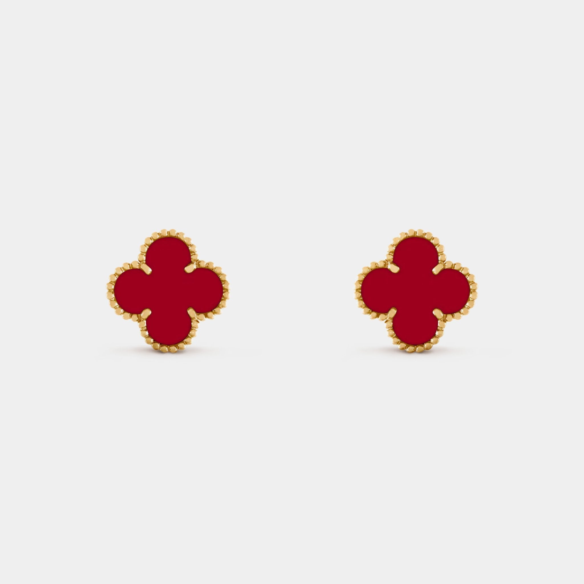 Vintage Alhambra Gold Carnelian Earrings