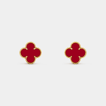 Vintage Alhambra Gold Carnelian Earrings