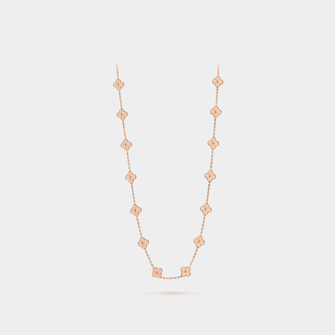 Vintage Alhambra Long Necklace 20 Motifs in Rose Gold