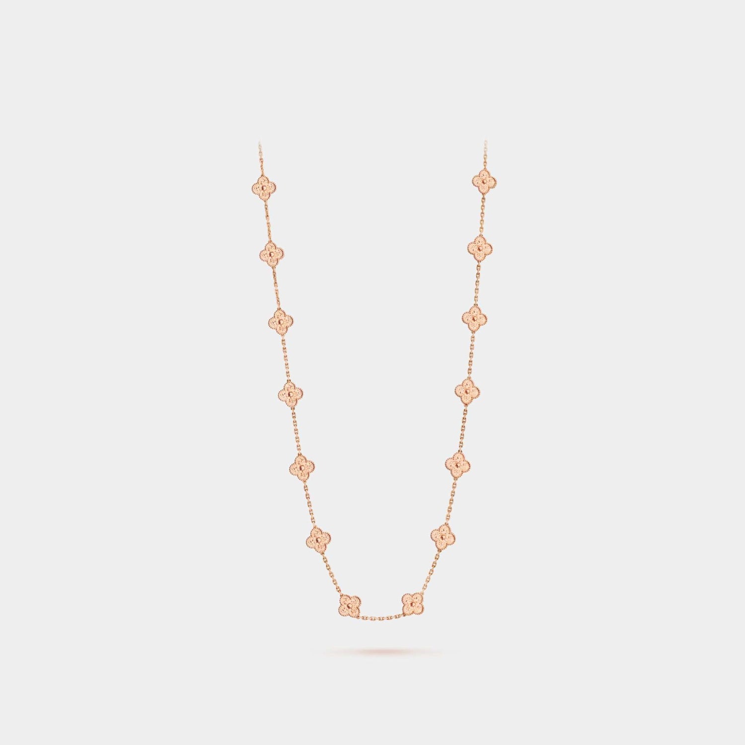 Vintage Alhambra Long Necklace 20 Motifs in Rose Gold