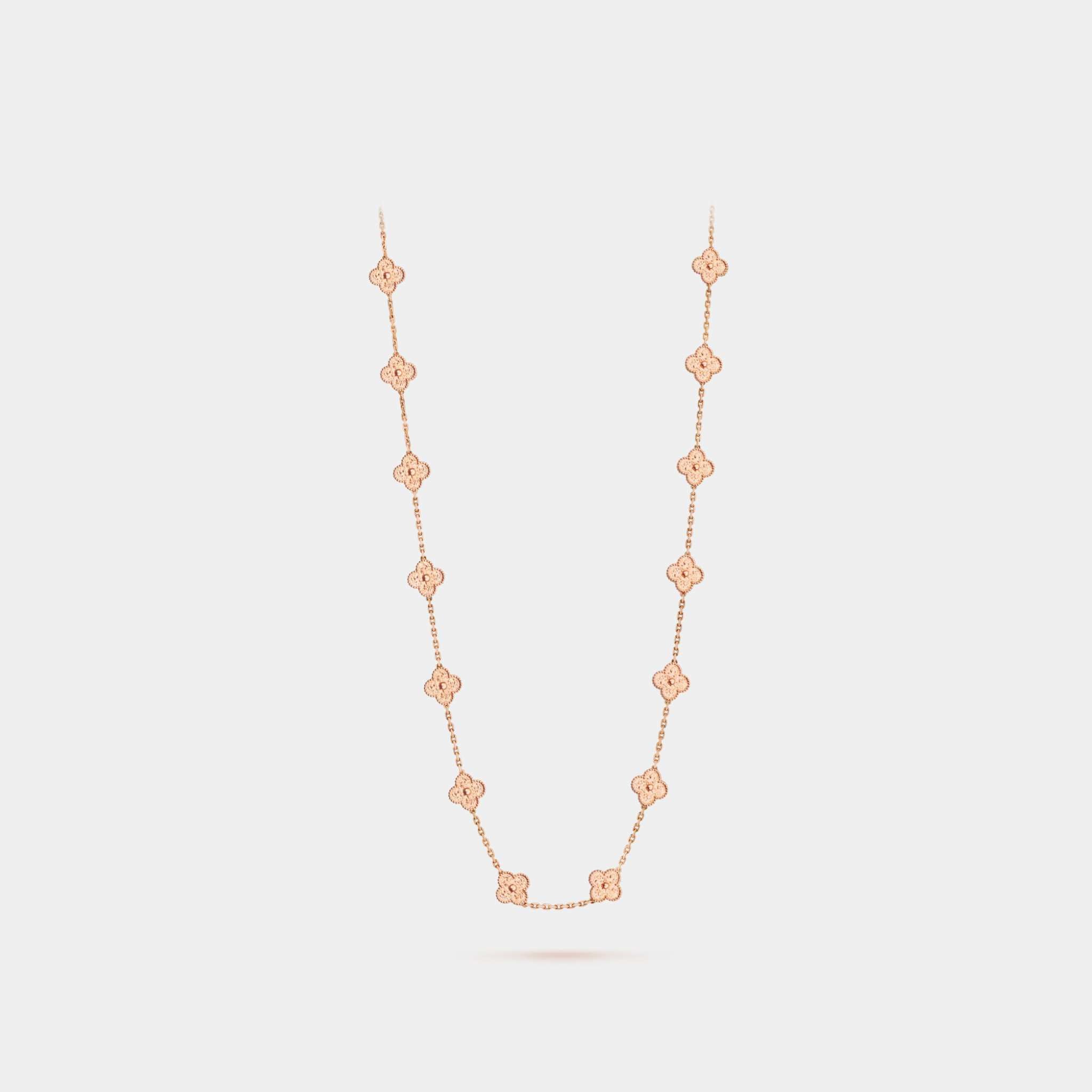 Vintage Alhambra Long Necklace 20 Motifs in Rose Gold