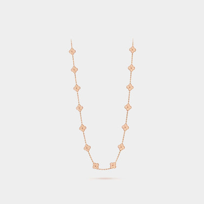 Vintage Alhambra Long Necklace 20 Motifs in Rose Gold