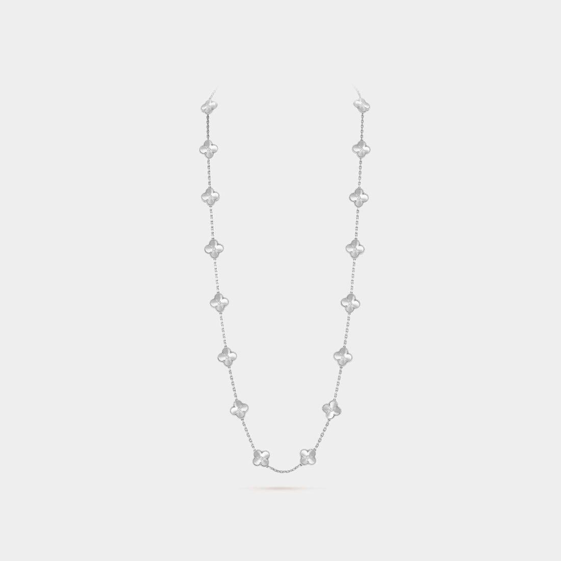 Vintage Alhambra Long Necklace 20 Motifs White Gold