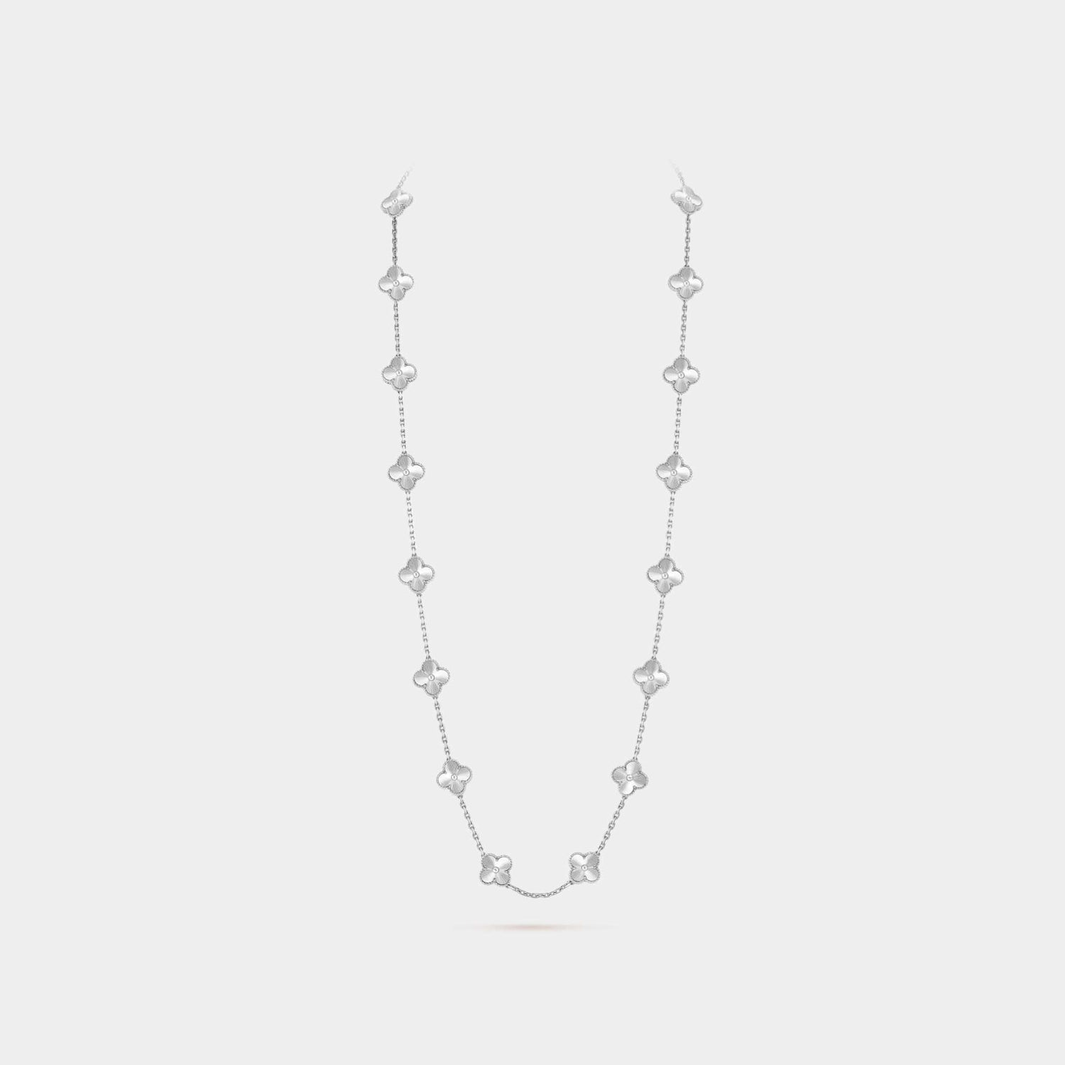 Vintage Alhambra Long Necklace 20 Motifs White Gold