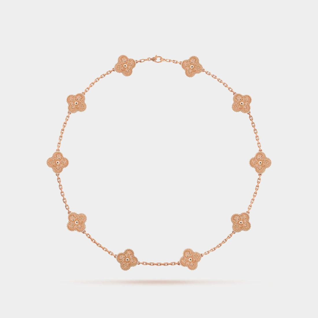 Vintage Alhambra Necklace 10 Motifs Rose Gold