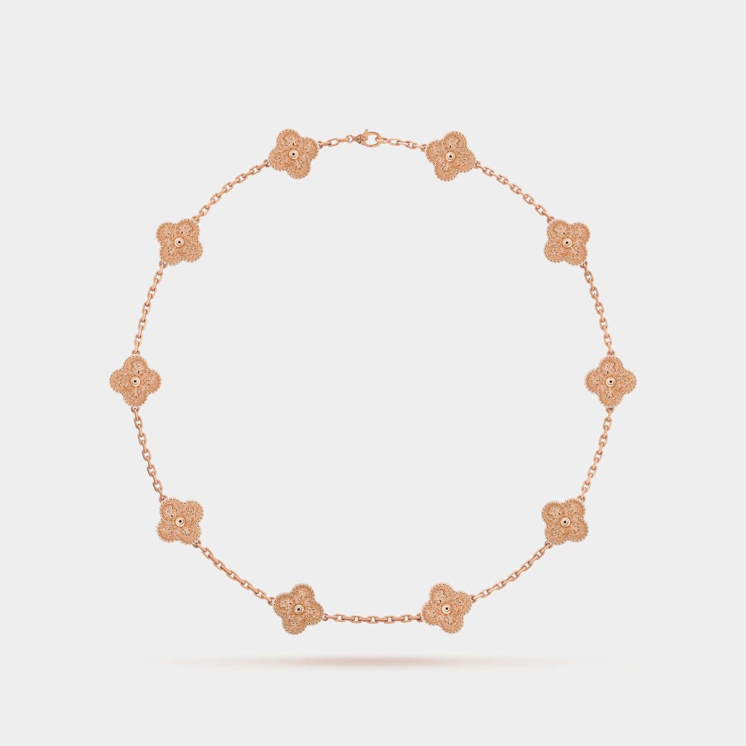 Vintage Alhambra Necklace 10 Motifs Rose Gold
