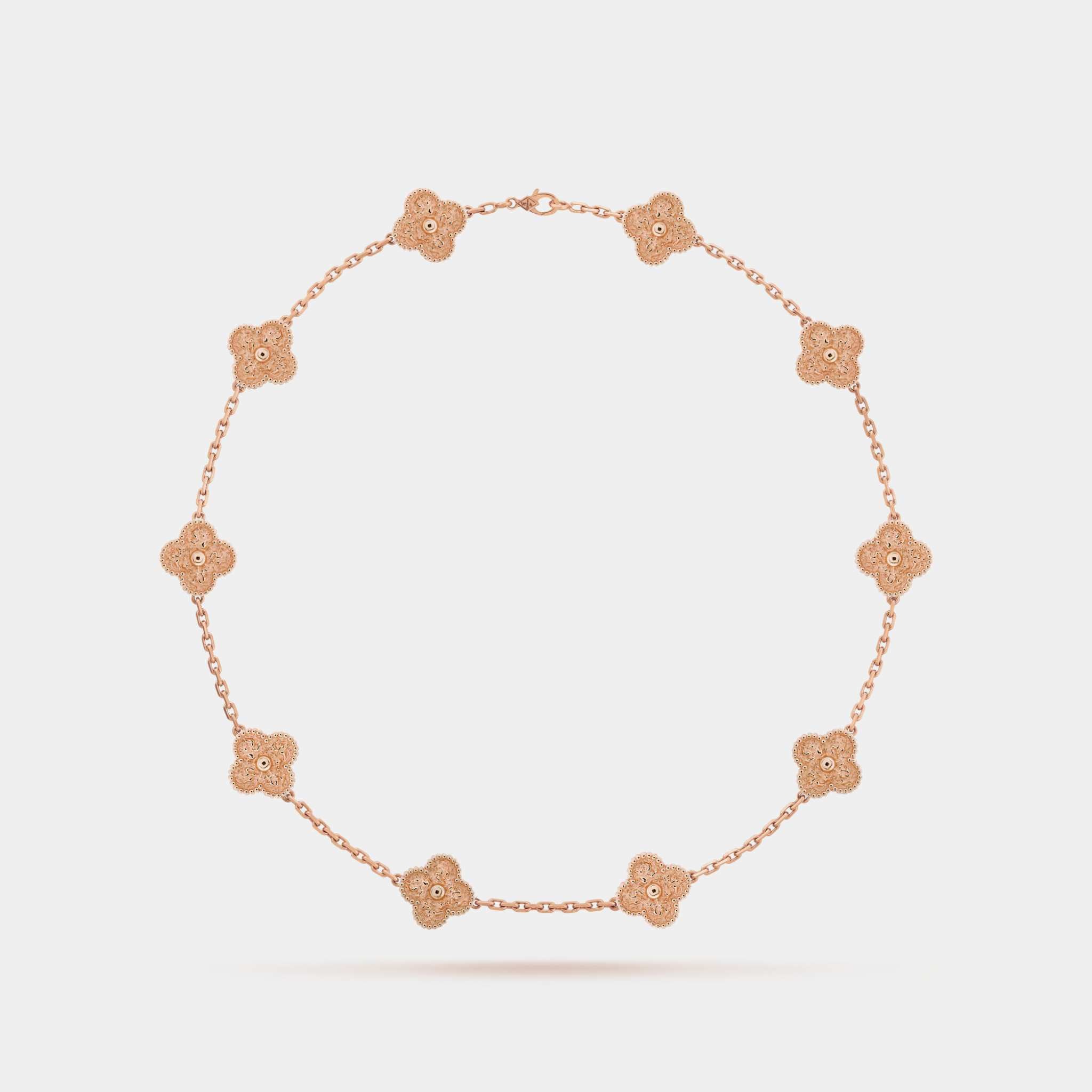 Vintage Alhambra Necklace 10 Motifs Rose Gold