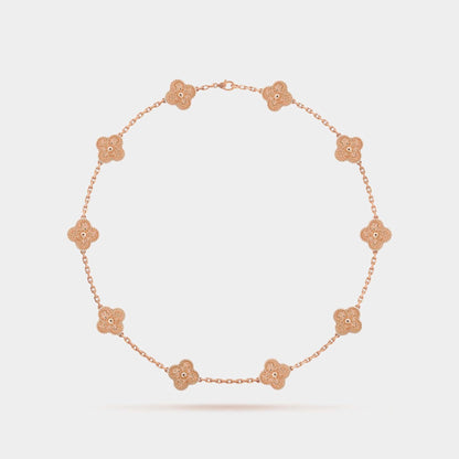 Vintage Alhambra Necklace 10 Motifs Rose Gold