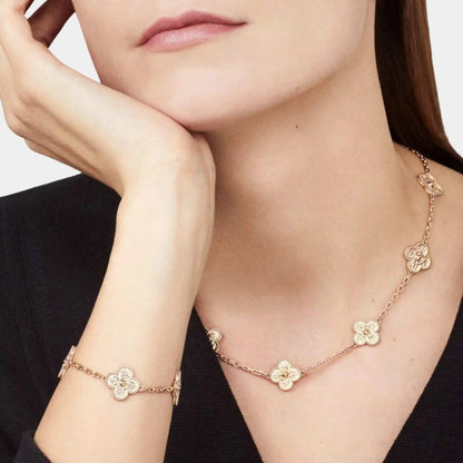 Vintage Alhambra Necklace 10 Motifs Rose Gold
