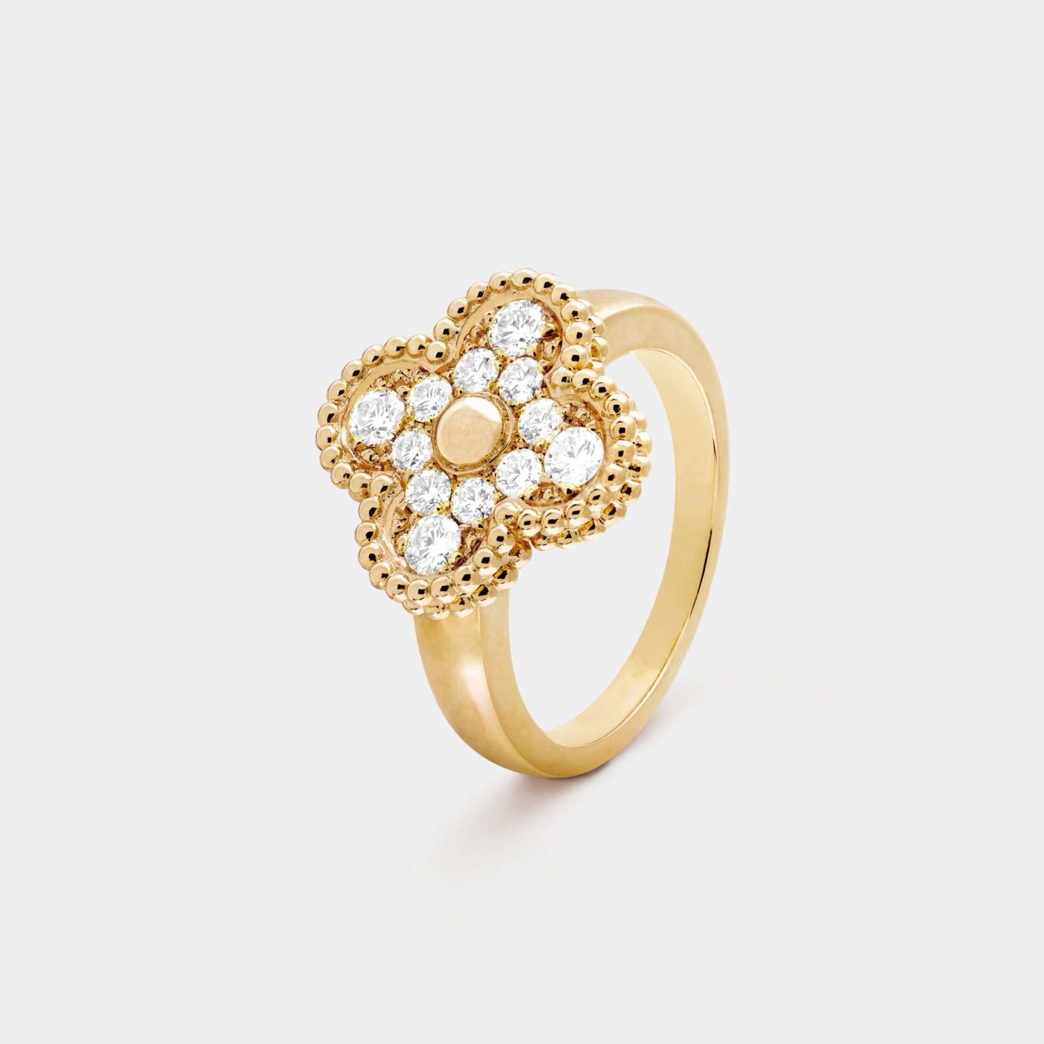 Vintage Alhambra Ring Yellow Gold Diamond