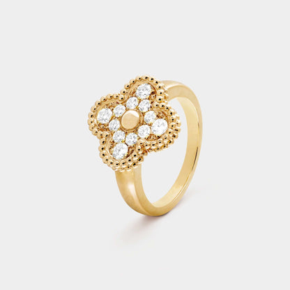 Vintage Alhambra Ring Yellow Gold Diamond
