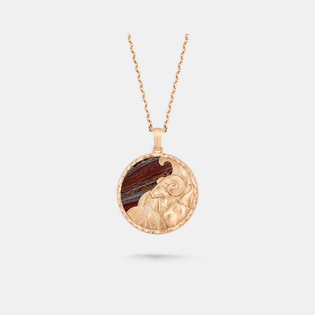 Zodiaque Arietis Long Necklace in Rose Gold &amp; Iron Eye
