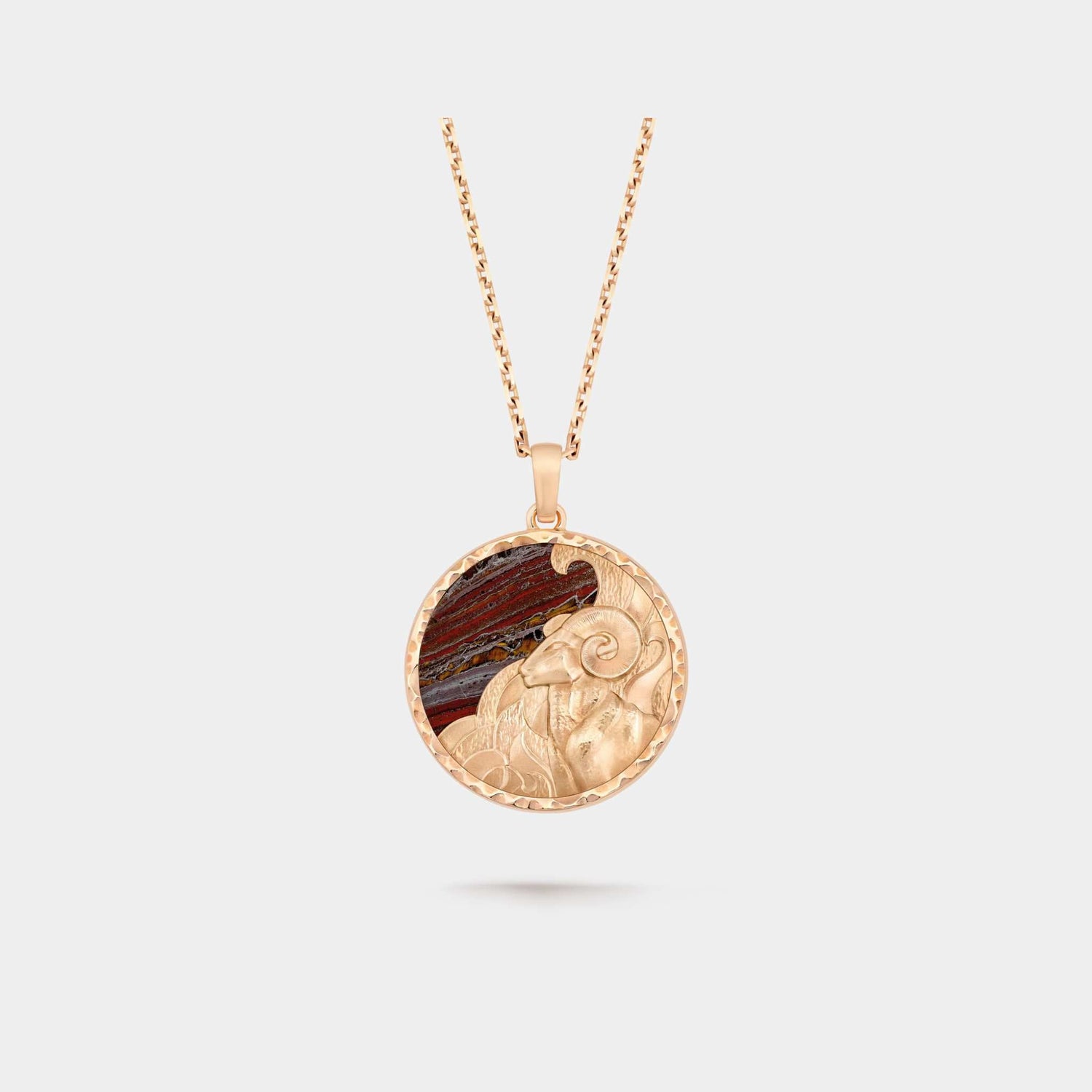 Zodiaque Arietis Long Necklace in Rose Gold &amp; Iron Eye