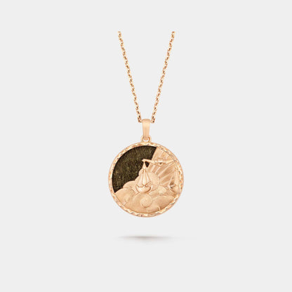 Zodiaque Long necklace Librae Rose Gold Obsidian