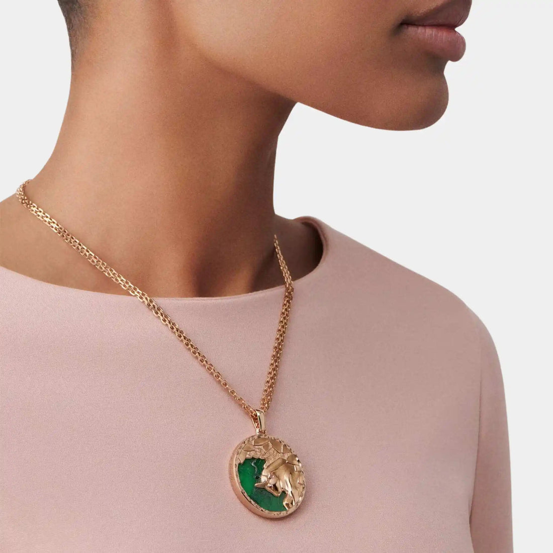 Zodiaque Tauri Long Necklace in Rose Gold &amp; Aventurine