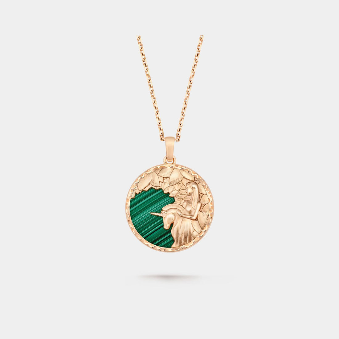 Zodiaque Long Necklace Virginis Rose Gold Malachite