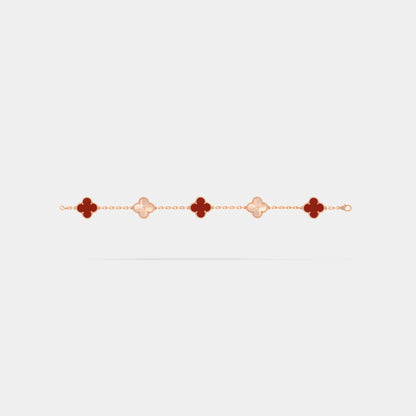 Alhambra Rose Gold Motifs Bracelet Carnelian