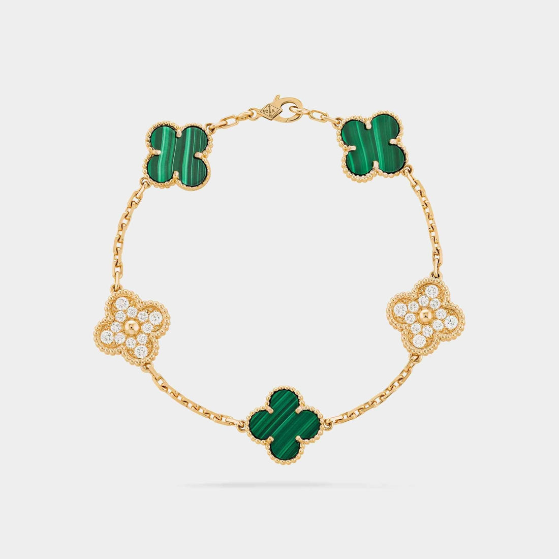Alhambra Gold Motifs Bracelet Diamond Malachite