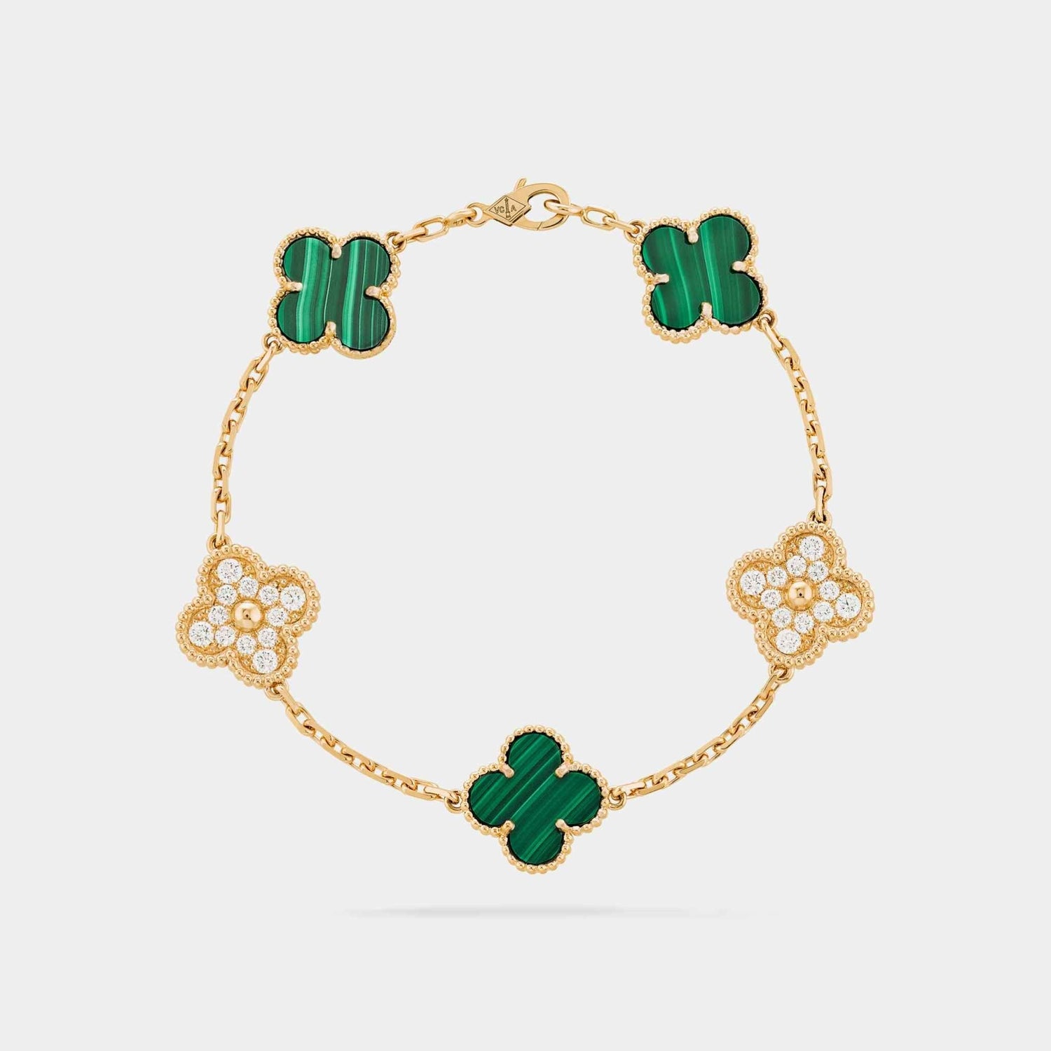 Alhambra Gold Motifs Bracelet Diamond Malachite