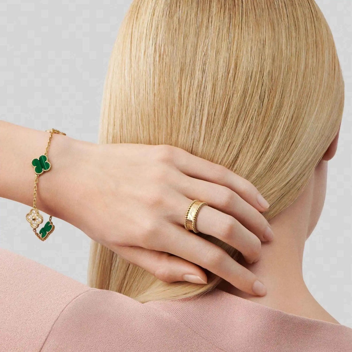 Alhambra Gold Motifs Bracelet Diamond Malachite