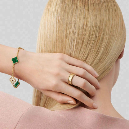 Alhambra Gold Motifs Bracelet Diamond Malachite