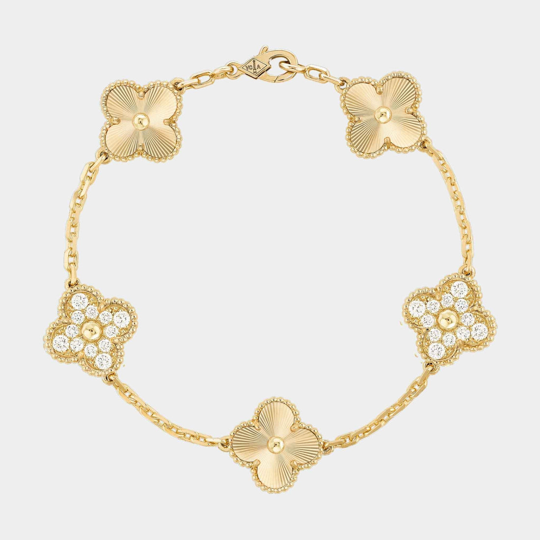 Vintage Alhambra Gold Motifs Bracelet Guilloche