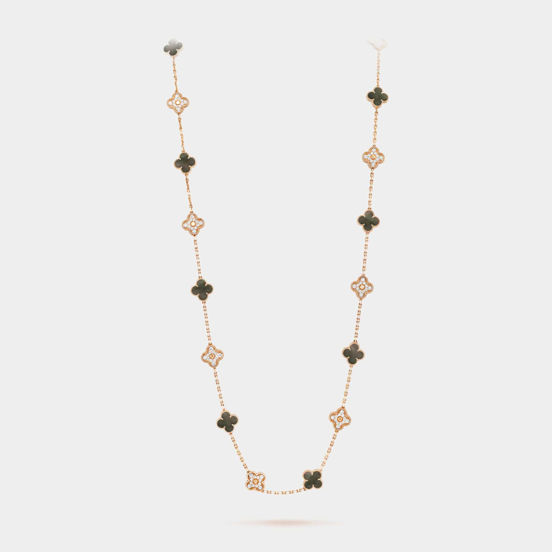 Vintage Alhambra Necklace 20 Motifs Rose Gold &amp; MOP