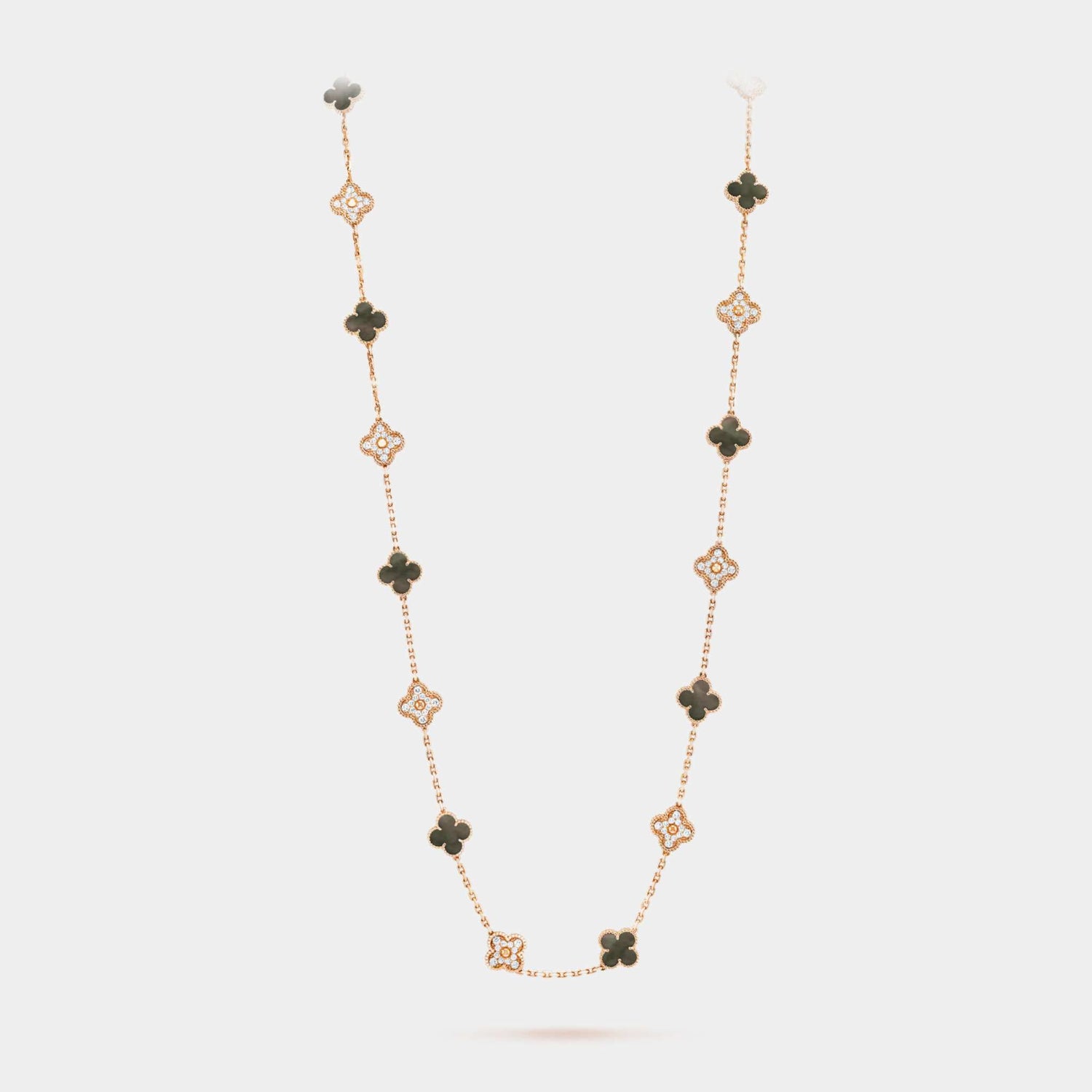 Vintage Alhambra Necklace 20 Motifs Rose Gold &amp; MOP