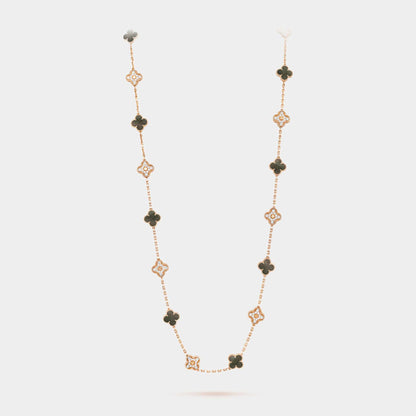 Vintage Alhambra Necklace 20 Motifs Rose Gold &amp; MOP