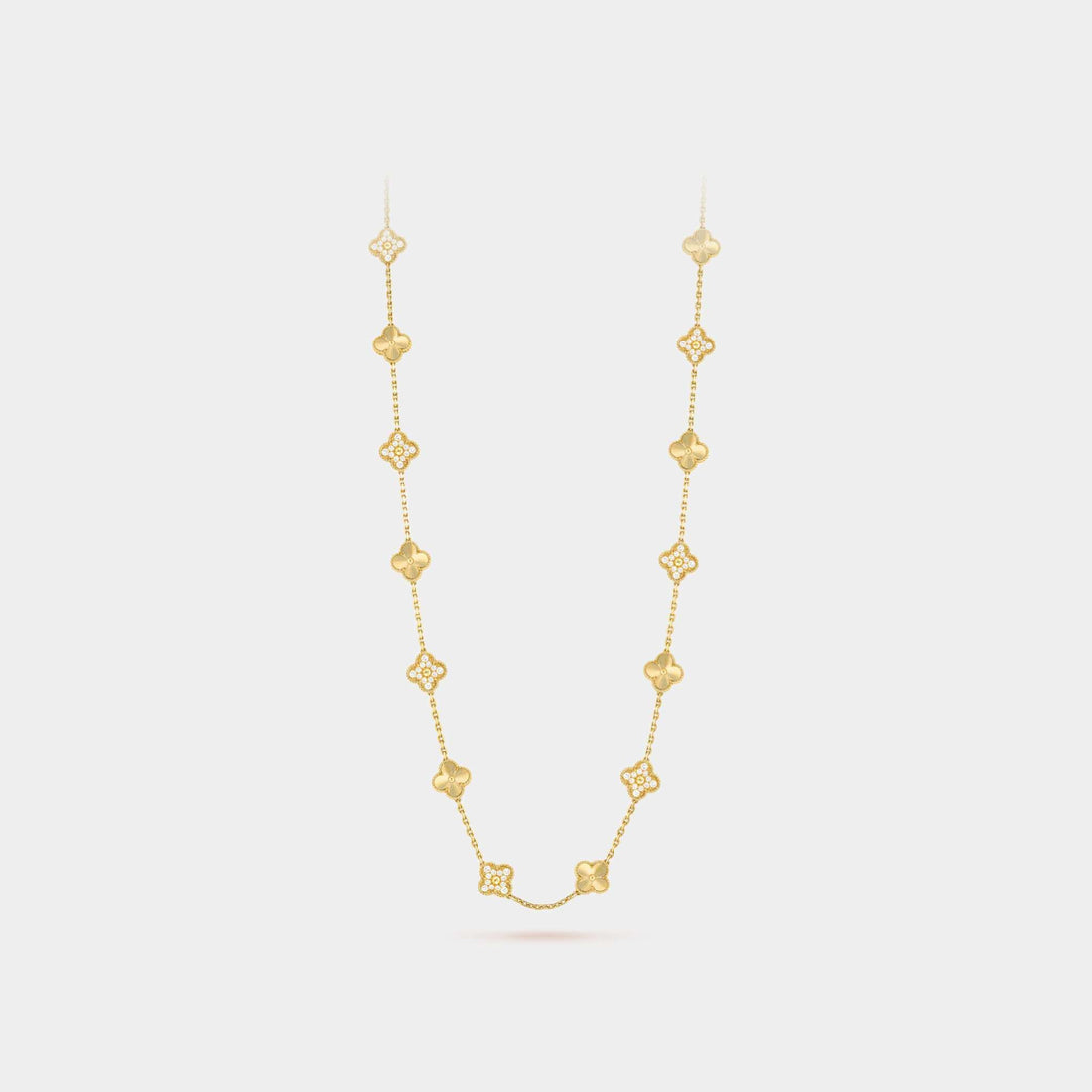 Vintage Alhambra Long Necklace 20 Motifs Yellow Gold Diamond