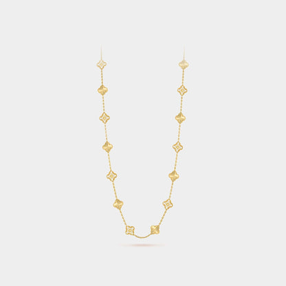 Vintage Alhambra Long Necklace 20 Motifs Yellow Gold Diamond