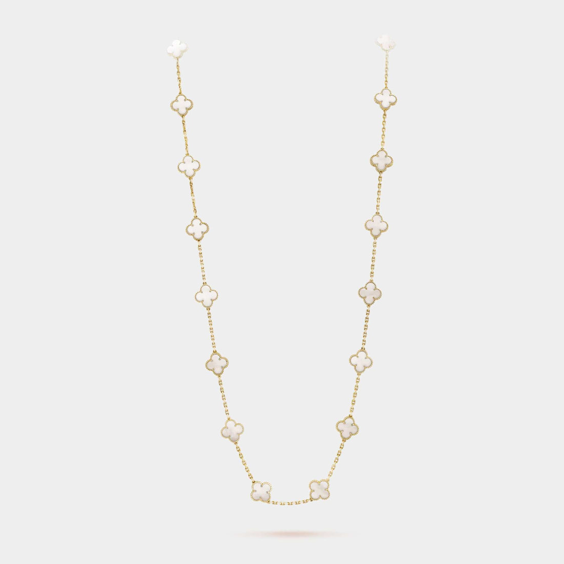 Vintage Alhambra Long Necklace 20 Motifs Yellow Gold Mother Of Pearl