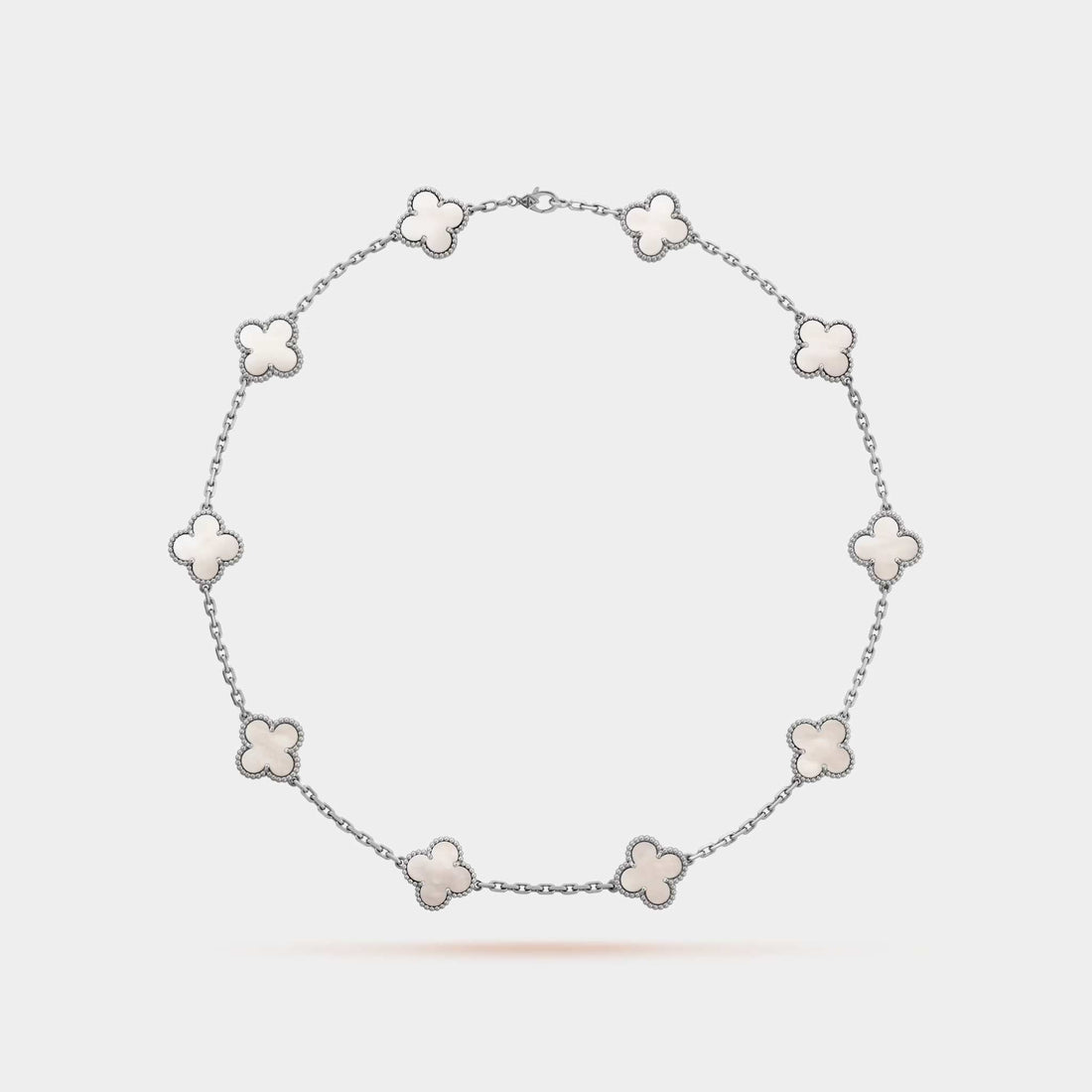 Vintage Alhambra Necklace 10 Motifs White Gold Mother Of Pearl