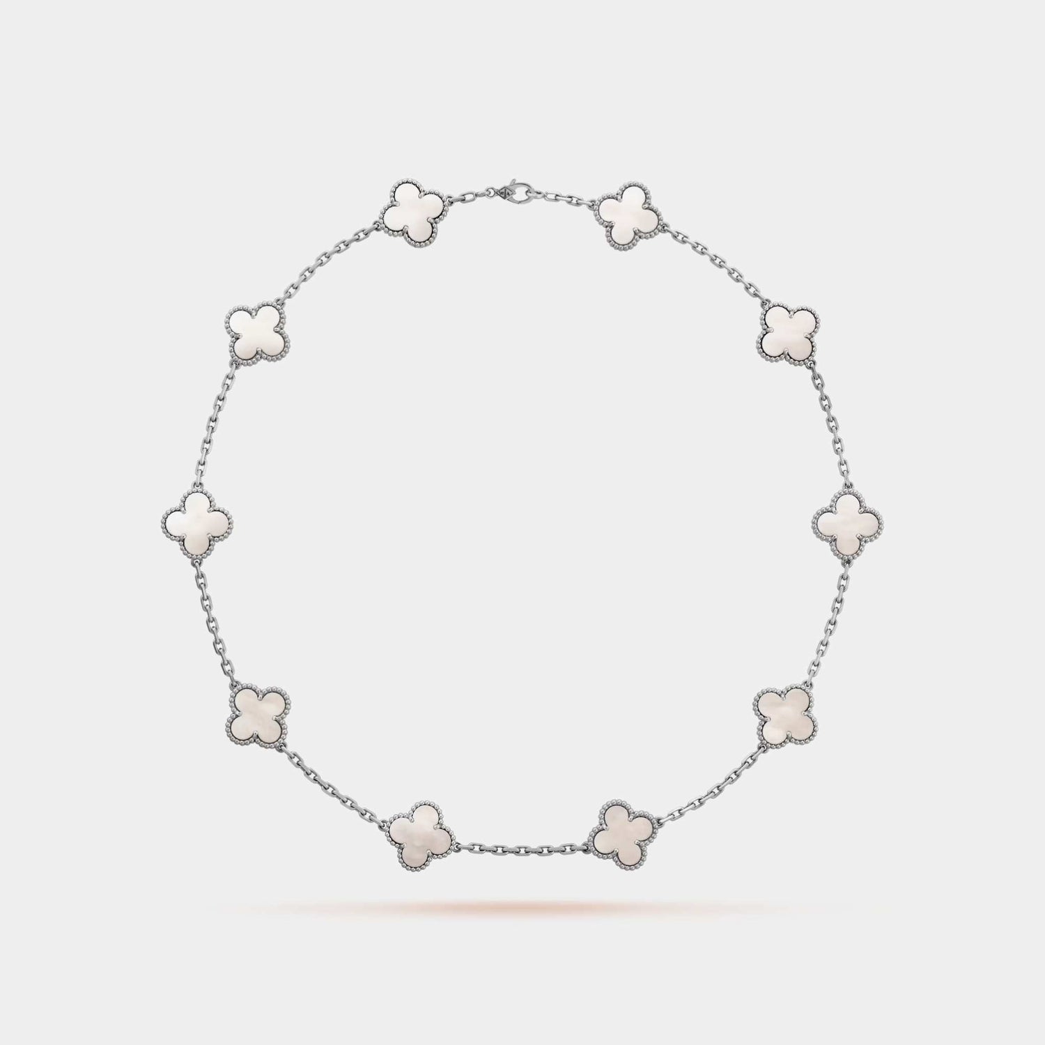 Vintage Alhambra Necklace 10 Motifs White Gold Mother Of Pearl