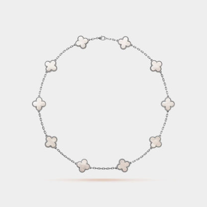 Vintage Alhambra Necklace 10 Motifs White Gold Mother Of Pearl